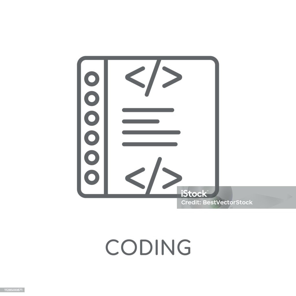 Coding Html Latar Putih Ikon Linier Pengkodean Konsep Logo Coding Garis Besar Modern Pada Latar ...