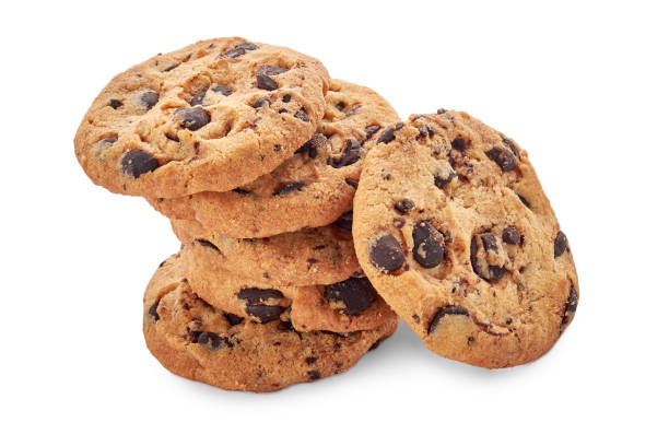 istock Stacked cookie with chocolate crumbs isolated on white background 1128504611