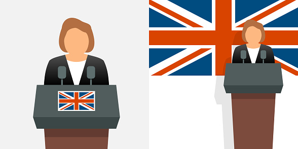 UK prime minister and flag