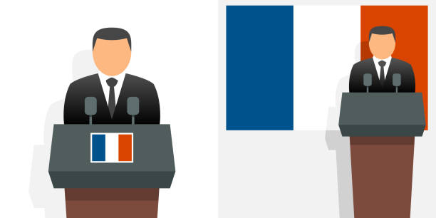 президент франции и флаг - president of france stock illustrations