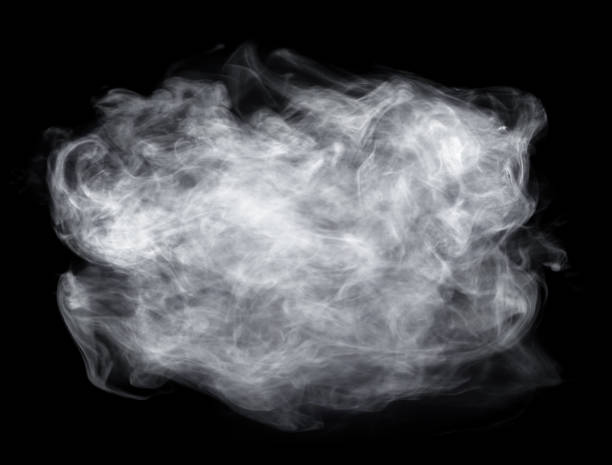 Fog or smoke isolated on black background. White cloudiness, mist or smog background.