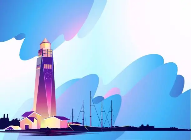 Vector illustration of Lighthouse abstract banner