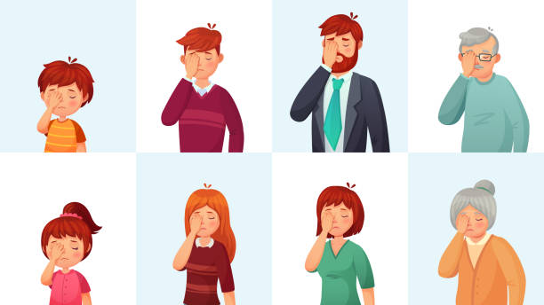 Facepalm gesture. Disappointed people embarrassed faces, hide face behind palm and shame gestures cartoon vector illustration Facepalm gesture. Disappointed people embarrassed faces, hide face behind palm and shame gestures. Sad stressed faces, worry disappointed facepalm expression cartoon vector illustration set embarrassed stock illustrations