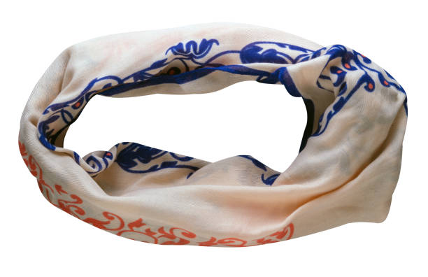 istock scarf summer. multicolored scarf. Scarf top view 1128519512