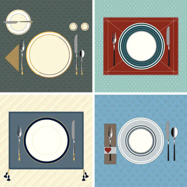 Vector illustration of Set of served tables