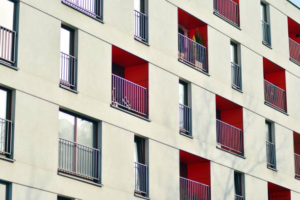 istock Modern apartment buildings on a sunny day with a blue sky. 1128528975