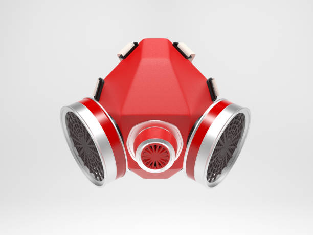 istock Gas mask. Red respirator. 3d rendering illustration 1128533081