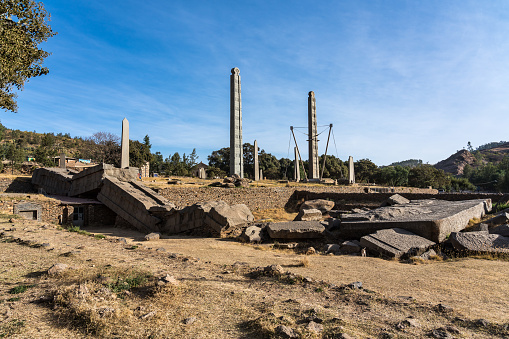 The Northern Stelae Park of Aksum, famous obelisks in Axum, Ethiopia