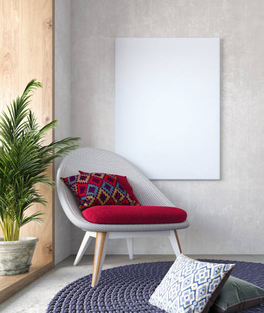 istock Mock up, Modern Living room, interior design 3D Render 1128550996