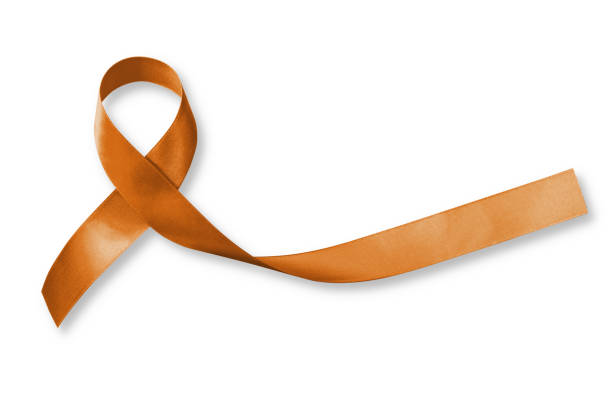 istock Copper Awareness Ribbon symbolic bow color for Herpes Simplex Virus  (HSV 1 and HSV 2)  isolated on white background with clipping path 1128559596