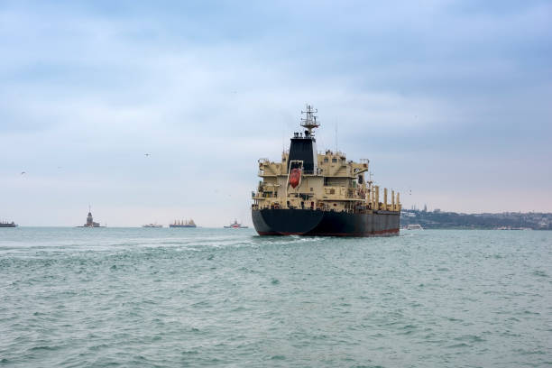 istock Big ship on Istanbul bosphorus sea 1128559723