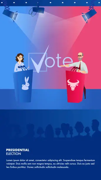 Vector illustration of Banner Illustration Debate Presidential Elections