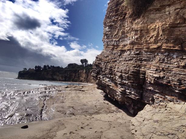 istock Storm clouds over cliffs and rocks on the coast of Point Dume, California 1128563295
