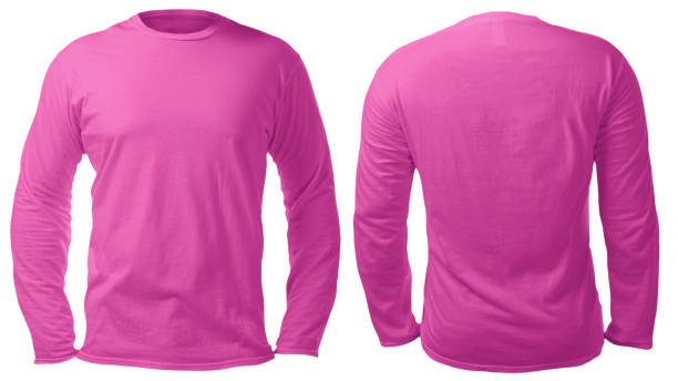 istock Pink White Long Sleeved Shirt Design Template 1128564530