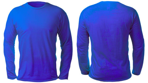 istock Blue Long Sleeved Shirt Design Template 1128565451