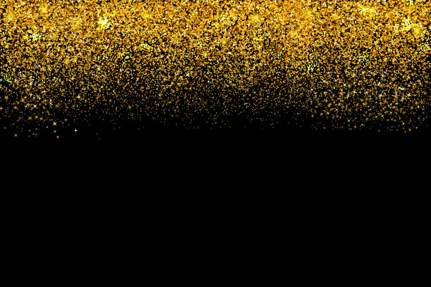 ilustrações de stock, clip art, desenhos animados e ícones de falling gold confetti border isolated on black. golden dots dust vector background. gold glitter texture effect. easy to edit template for invitations, cards, party decorations, wedding stationery. - bachelorette party