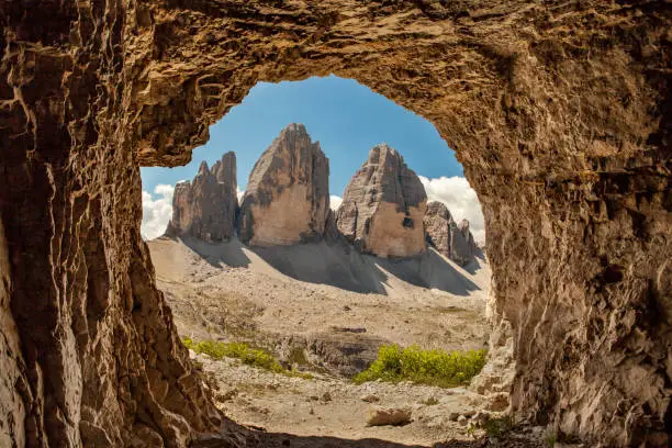 Magical view of the three peaks from one of the caves excavated during the Great War