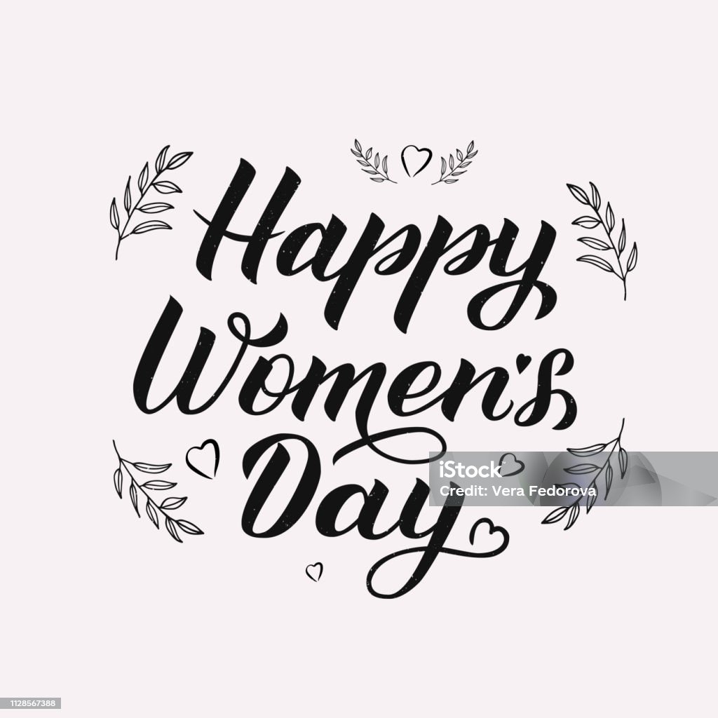 Womens Day Greeting Card With Calligraphy Lettering Happy Womens ...