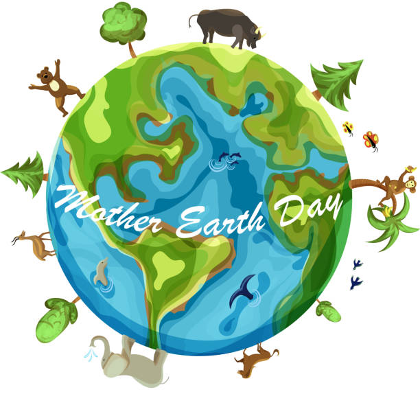istock Mother earth day cartoon Earth Illustration on white background 1128571237