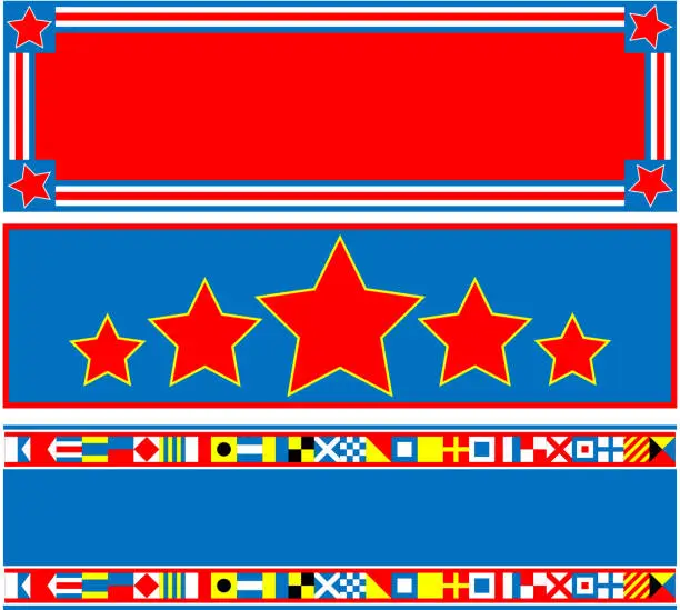 Vector illustration of EPS8 Vector 3 Red White Blue Banners with Copy Spaces
