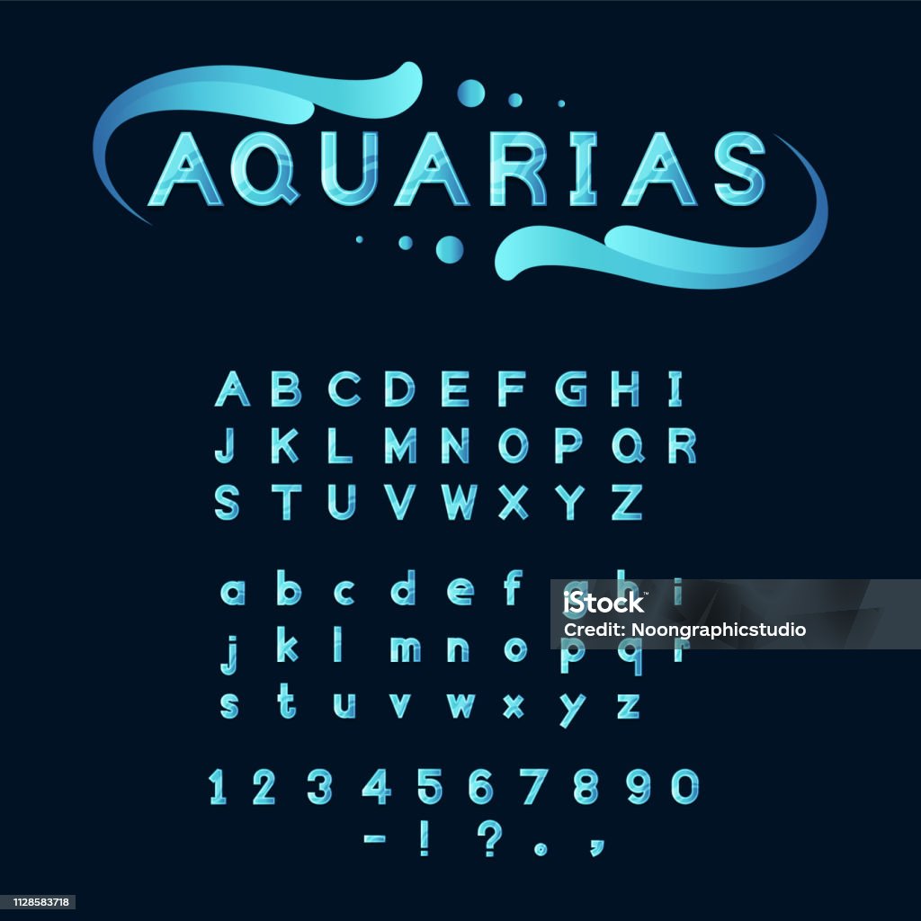 police de Aqua bleu - clipart vectoriel de Eau libre de droits