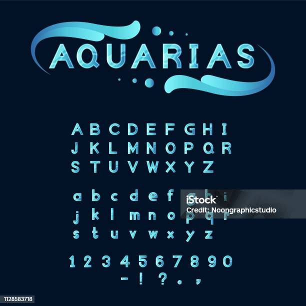 Police De Aqua Bleu Vecteurs libres de droits et plus d'images vectorielles de Eau - Eau, Police de caractère, Message écrit et lettre de l'alphabet