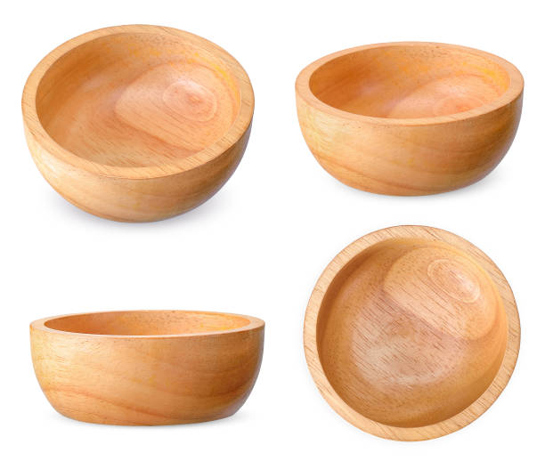 istock Wood bowl  isolated on white clipping path Top view 1128583784
