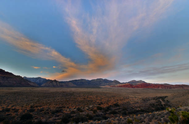 istock Calico Basin, Nevada - 2019_01.06: A cold and cloudy day at Red Rock Canyon 1128589552