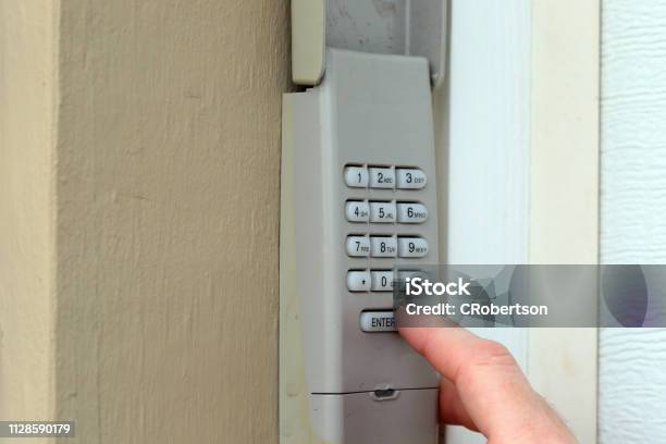 Outdoor Code Finger Hand And Finger Entering Access Code Pin On Keypad Garage Door Opener ...