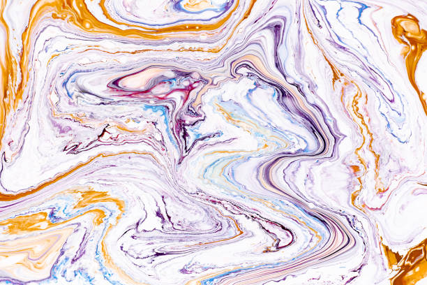 istock Abstract acrylic liquid texture. Modern artwork with spots and splashes of color paint. Applicable for into coffee packaging, labels, business cards, and interactive web backgrounds. 1128594992