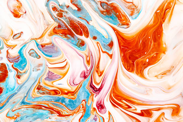 istock Abstract acrylic liquid texture. Modern artwork with spots and splashes of color paint. Applicable for into coffee packaging, labels, business cards, and interactive web backgrounds. 1128595536