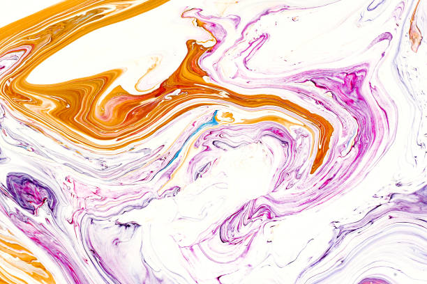 istock Abstract acrylic liquid texture. Modern artwork with spots and splashes of color paint. Applicable for into coffee packaging, labels, business cards, and interactive web backgrounds. 1128595776