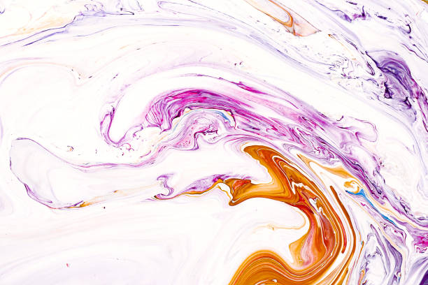 istock Abstract acrylic liquid texture. Modern artwork with spots and splashes of color paint. Applicable for into coffee packaging, labels, business cards, and interactive web backgrounds. 1128596358