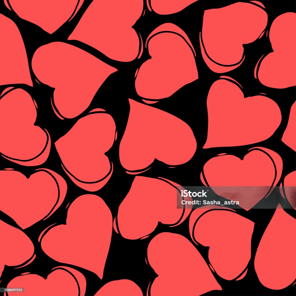 Ilustración de Patrón Sin Fisuras Con Los Corazones Rojos Sobre Fondo Negro Romántico Fondo De Pantalla Textiles Ropa Papel De Embalaje Día De San Valentín y más Vectores Libres de Derechos de Ilustración de Patrón Sin Fisuras Con Los Corazones Rojos Sobre Fondo Negro Romántico Fondo De Pantalla Textiles Ropa Papel De Embalaje Día De San Valentín y más Vectores Libres de Derechos de