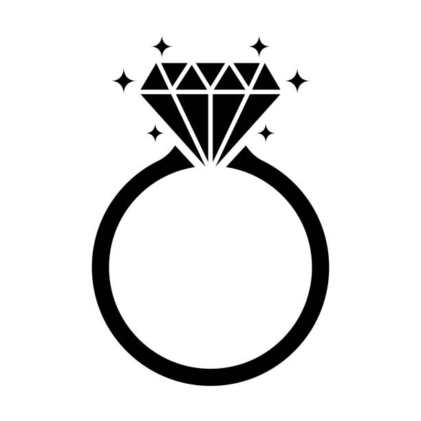 ilustrações de stock, clip art, desenhos animados e ícones de diamond engagement ring icon isolated on white background - wedding ring love engagement