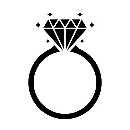 Diamond engagement ring icon isolated on white background