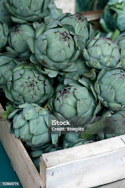 At The Market Artichokes Stock Photo - Download Image Now - Artichoke, Color Image, Crate