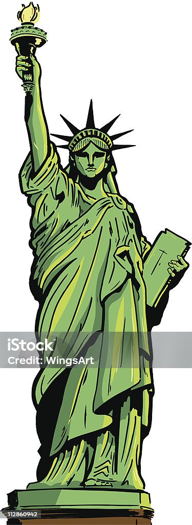 Statue von Liberty vollständige Abbildung - Lizenzfrei Freiheitsstatue Vektorgrafik