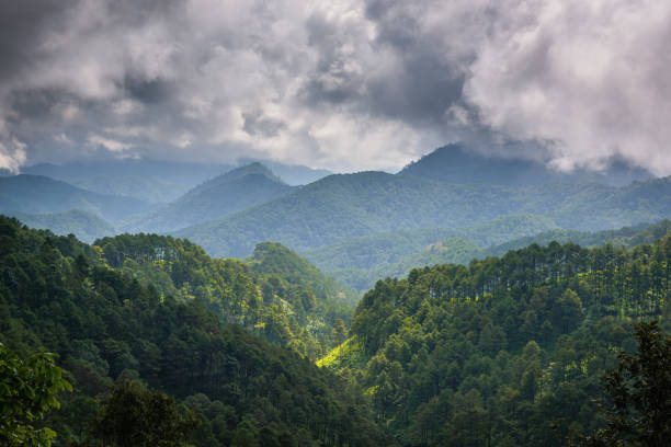 istock Natural background, Landscape of clouds sky and mountains on daylight. 1128610921