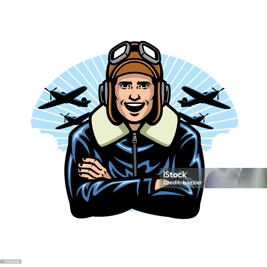 world war pilot smiling vector of world war pilot smiling World War II stock vector