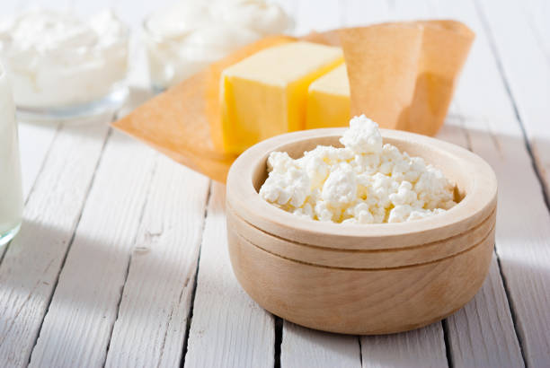 istock Dairy product white wooden table 1128617998