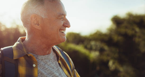 istock Close up of a cheerful senior man 1128622725