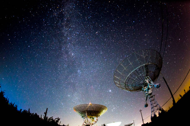 istock Radio telescopes and the Milky Way at night 1128626977