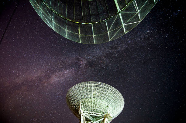 istock Radio telescopes and the Milky Way at night 1128627017
