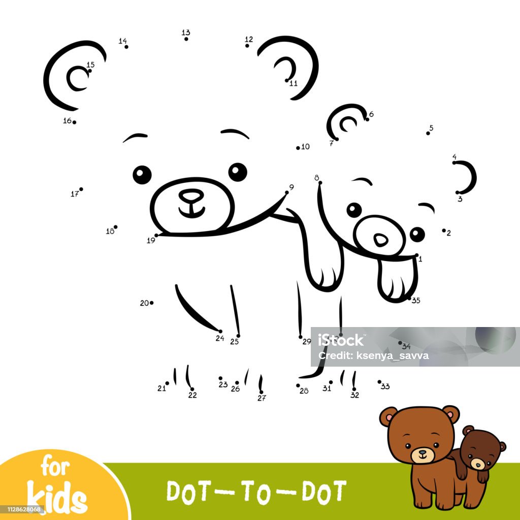 Numbers game, education game for children, Two bears Numbers game, education dot to dot game for children, Two bears Bear stock vector
