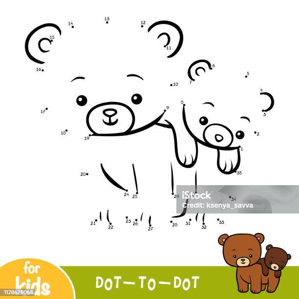 Numbers Game Education Game For Children Two Bears Stock Illustration - Download Image Now