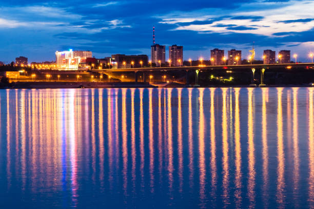 istock street lights are reflected on the water 1128629258