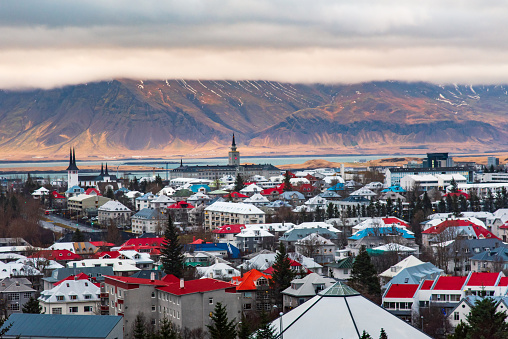 Panoramic view of Reykjavik in Iceland