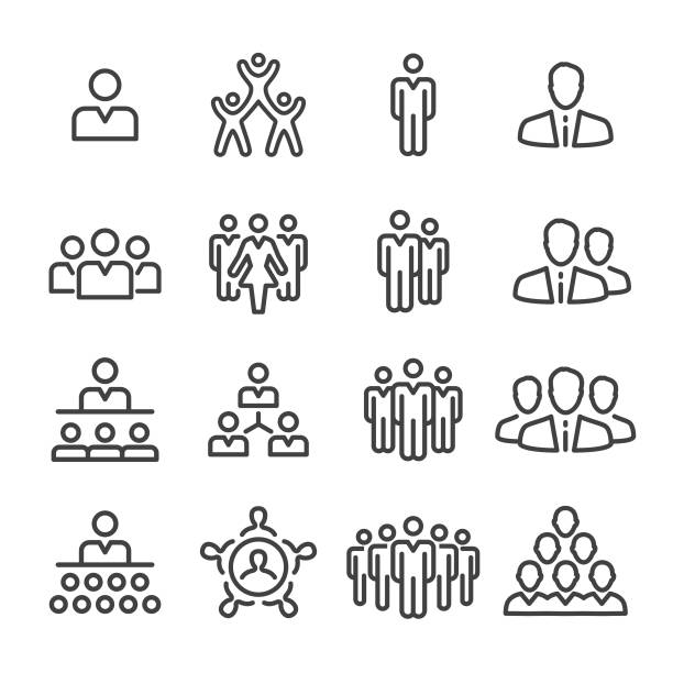 Business Team Icons - Line Series Business Team, crowd of people symbols stock illustrations