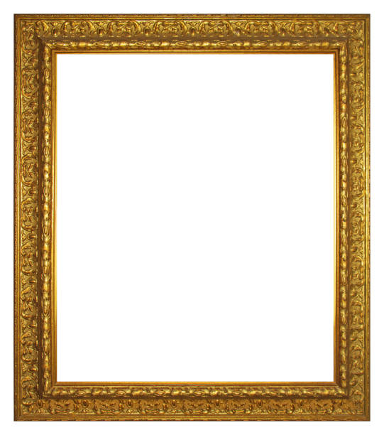 istock Old gilded golden wooden frame isolated on a white background 1128632013